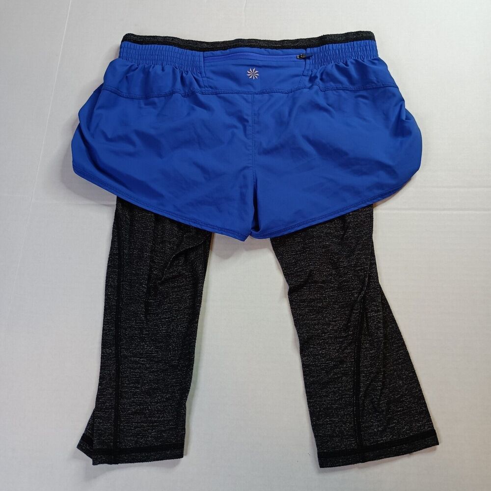Athleta Go Getter 2 In 1 Knicker Capri Running Shorts Blue Gray Activewear Sz S - Picture 7 of 8